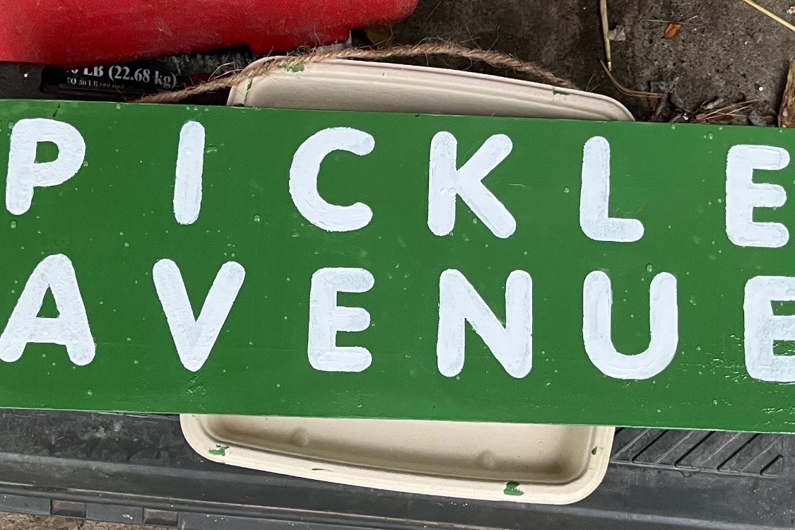 The sign Amanda made to hang over our dog Pickle’s grave stone. (We changed the lyrics to the song Ocean Avenue to sing about Pickle)