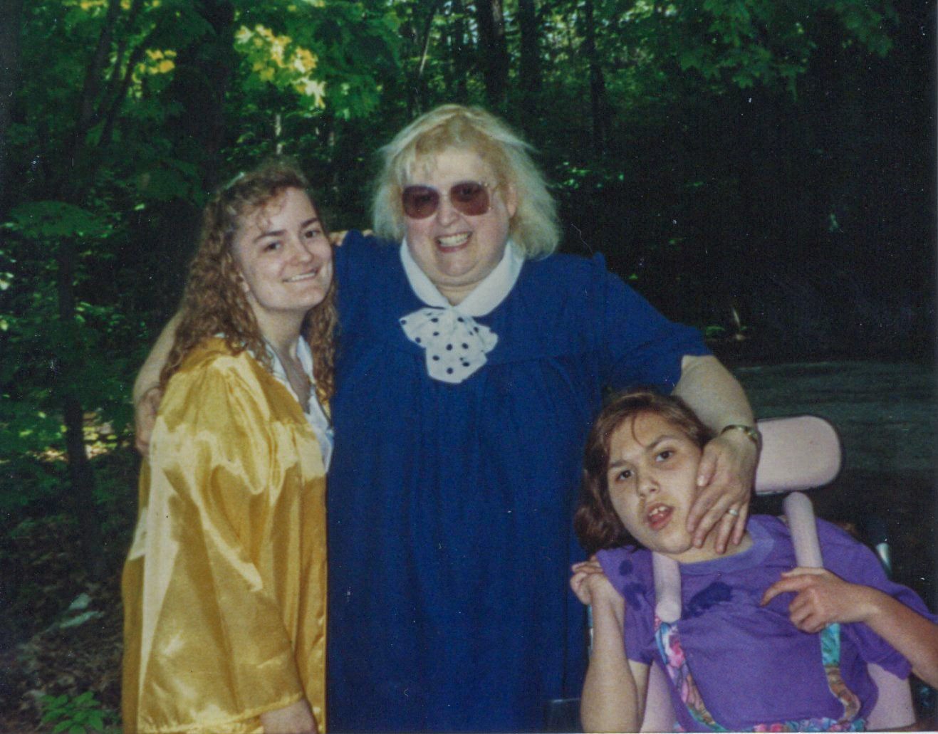 At Dawn's graduation in 1992. Dawn, Sue and Teri.