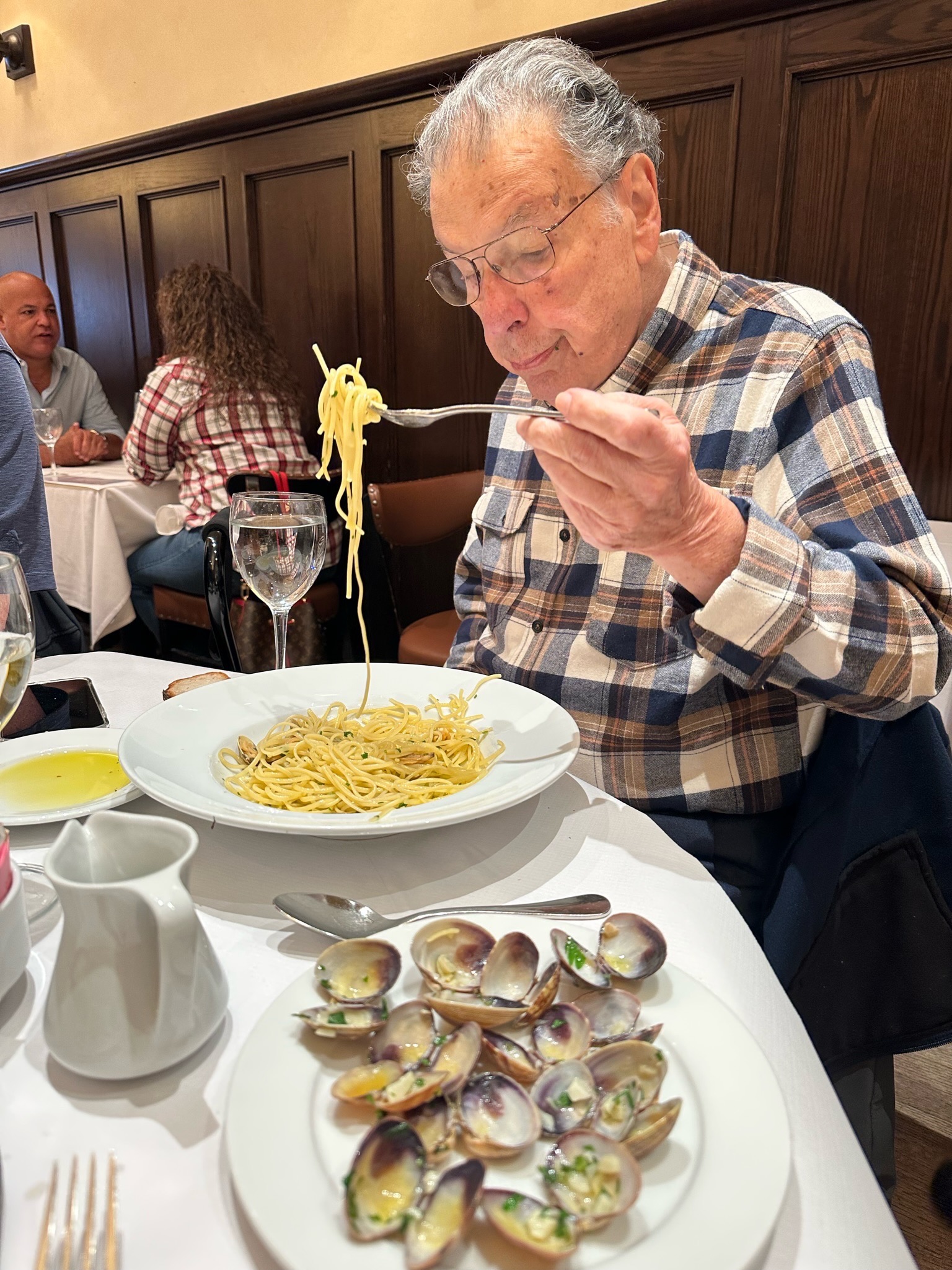 With his favorite …Linguini & clam sauce