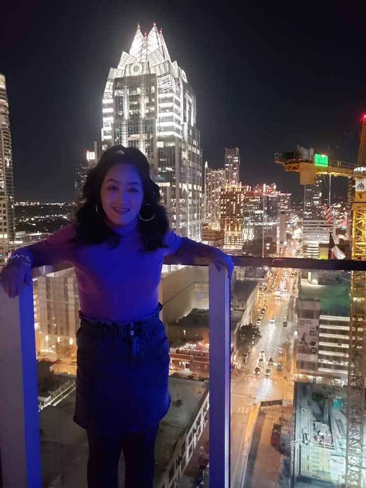 You came down and celebrated my 30th birthday with me in Austin! This was a photo I took of you at the rooftop bar.