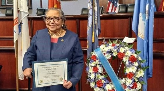 Mom being honored by the American Red Cross for being a Vietnam Veteran.