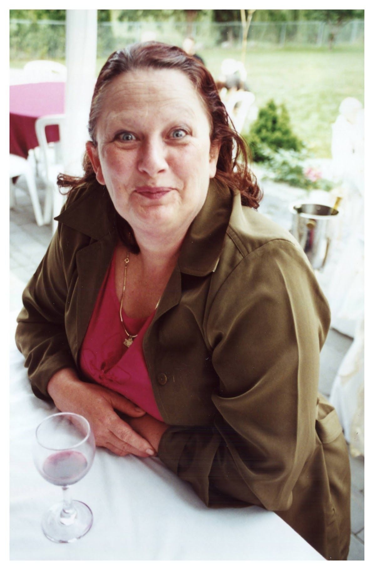 At my wedding, mugging for the camera.