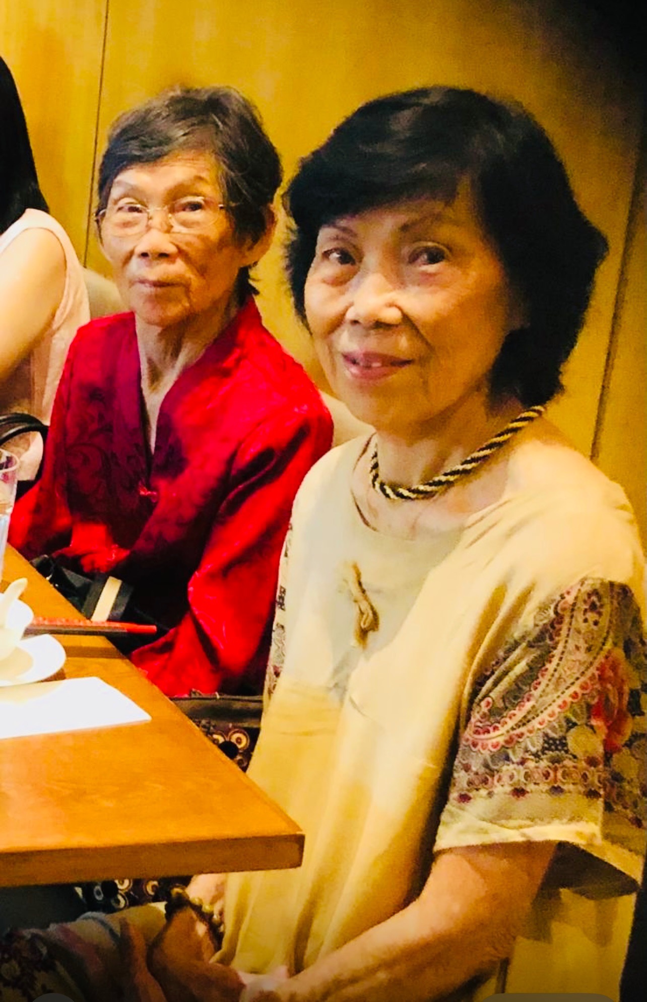 Auntie Lena & sister Ho En Soon having lunch during Chinese New Year 2020