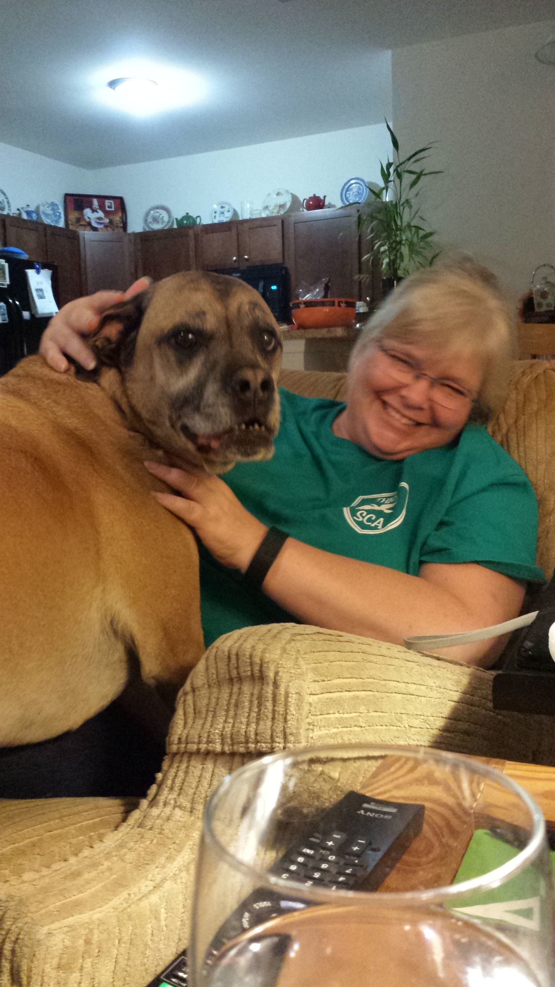 Mom and our big sweet dog, Tobi. She loved Tobi almost as much as she loved us.
