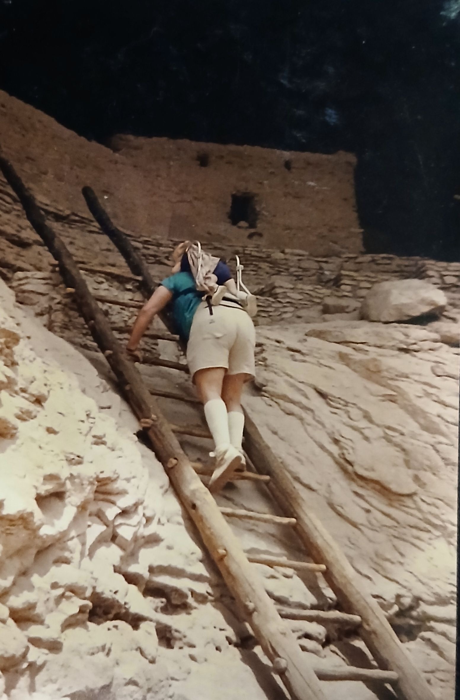 Robert and Adrienne coming down the ladder Gila Ciff
1986