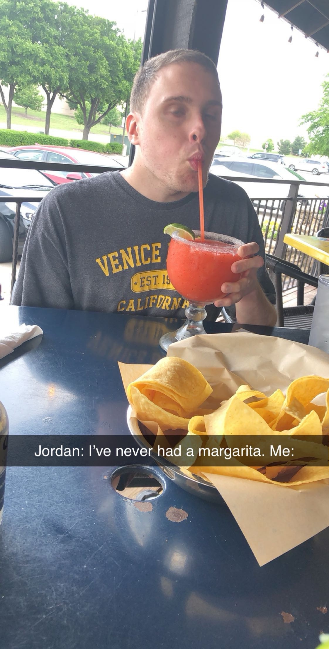 Jordan’s first margarita!