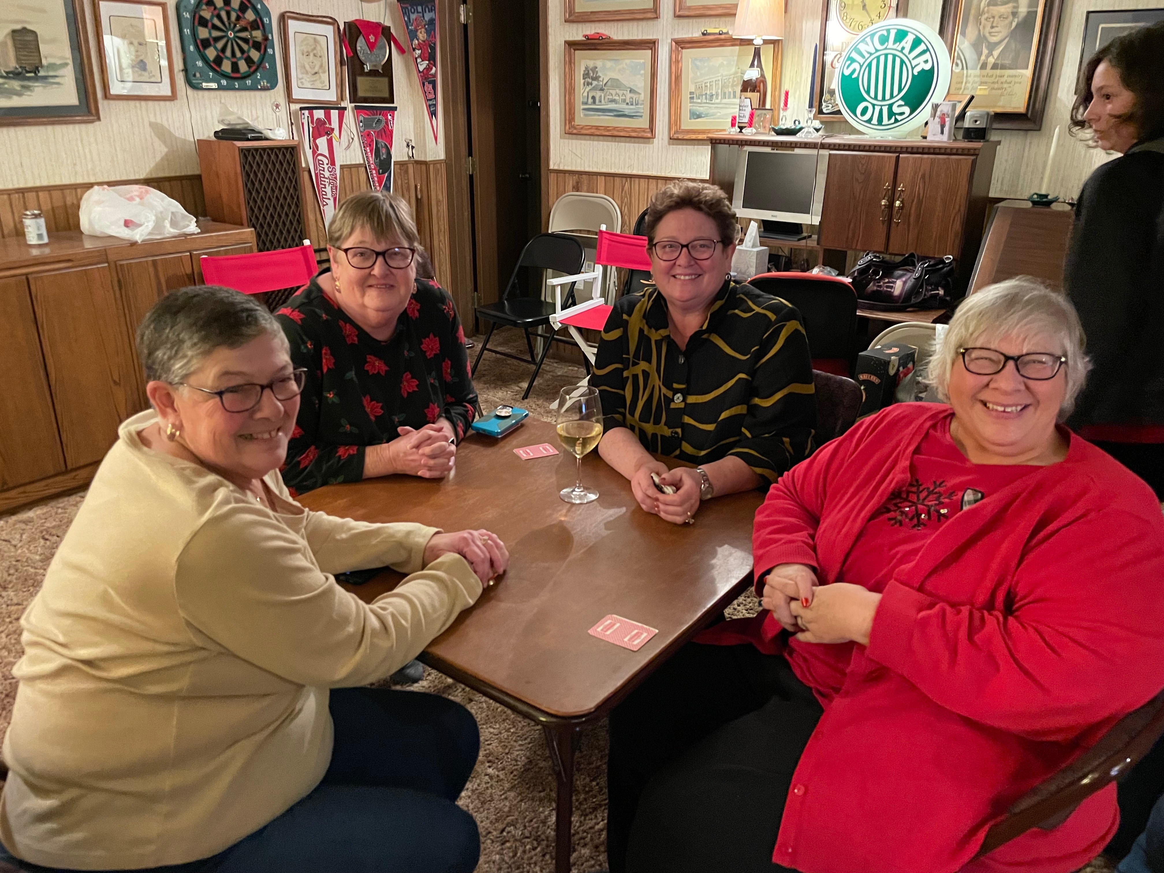The Freitag sisters playing cards, laughing and enjoying being together at Christmas. Aunt Gail always greeted us with a big smile and open arms for a warm hug. ❤️ Thinking of you, Jeff, Matt, Bri, Uncle Mike, and all the grand kids.
