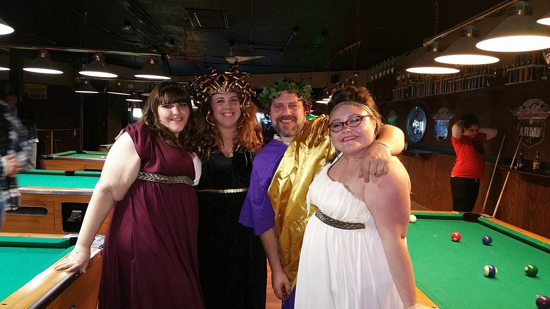 Halloween fun @ Charlee Bravos, in maybe 2016? 2017? He was Dionysus, God of Wine 🥂 he made his own grapevine crown 💞