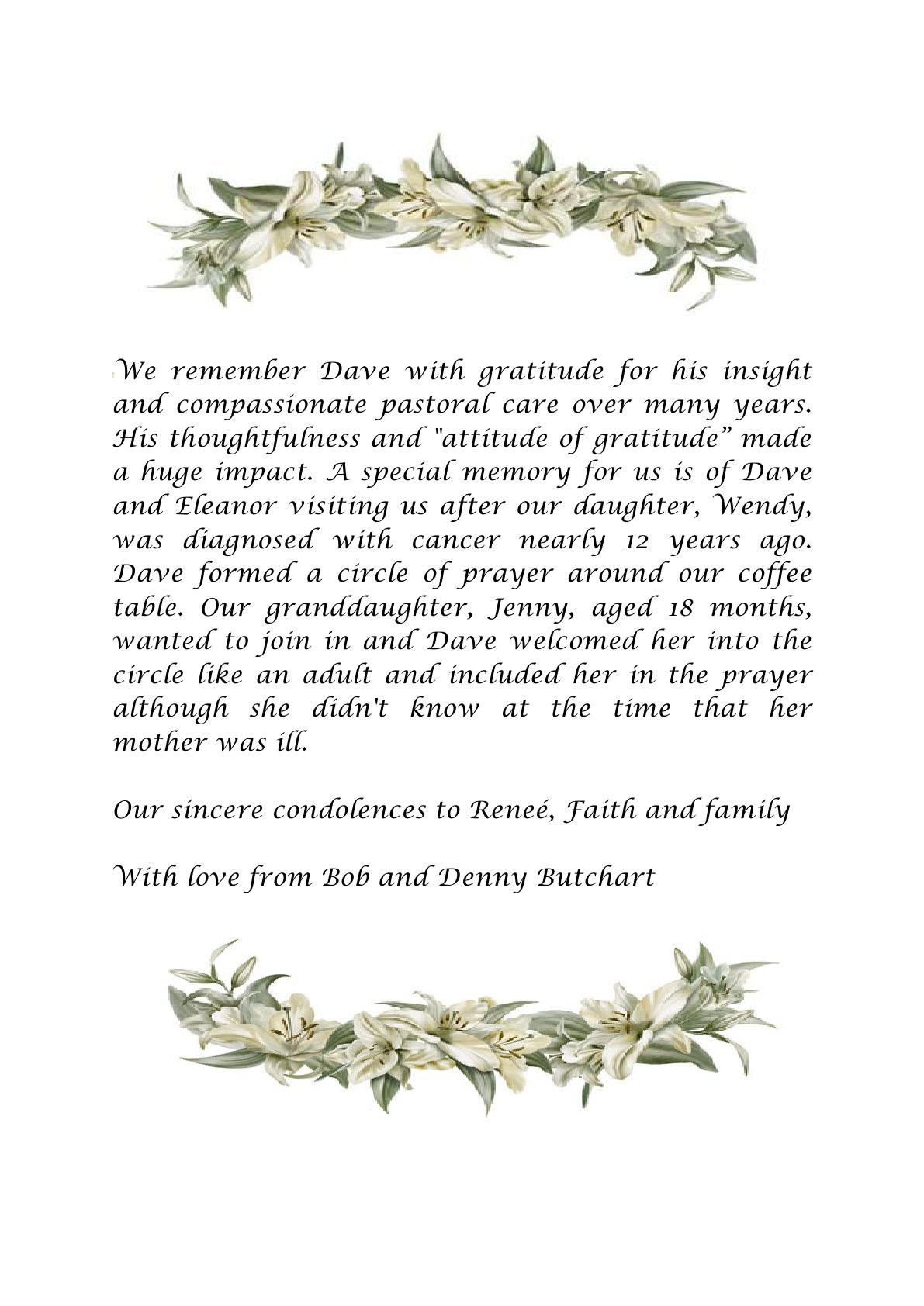 In memory of Dave