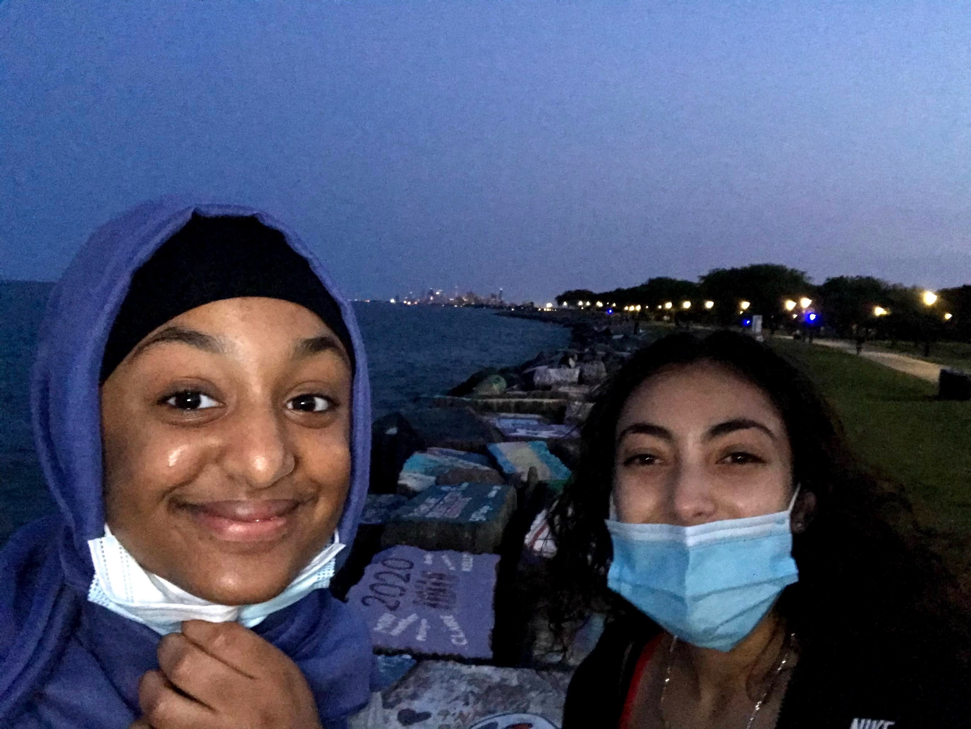Covid walk with mom & Maysoun 😘 you were updating me on your first semester at New Trier and I told you to hang in there because it would get easier and I was right because look at all of your friends from high school who love you so much 🫶🏾