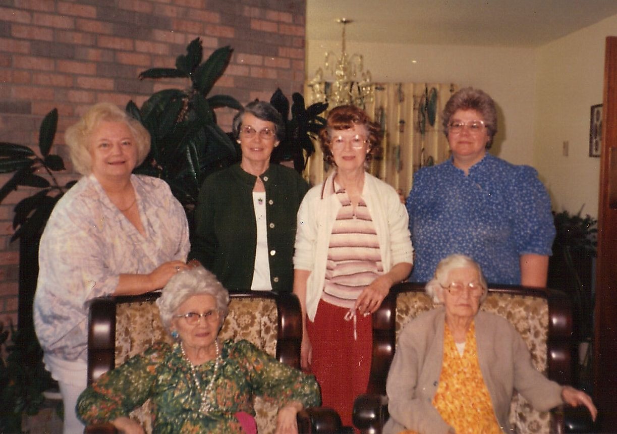 Margie with Geraldine Stine, Lillian Osborn, Peggy Snyder, Luzella Tanner, and Cana Osborn.